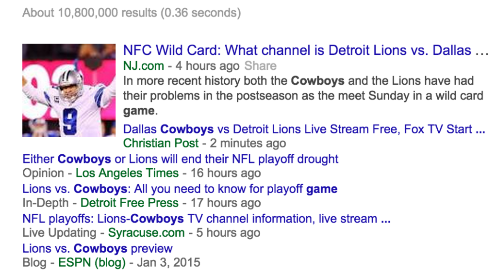 Cowboys game search engine results